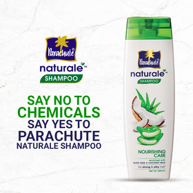 Parachute Naturale Nourishing Care Shampoo with Aloe Vera & Coconut Milk, For Strong & Silky Hair, Smoothens Hair, Paraben Free, 100% Vegan, All Hair Types (340ml)
