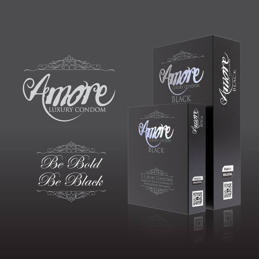 Amore Luxury Black Condom 3 piece