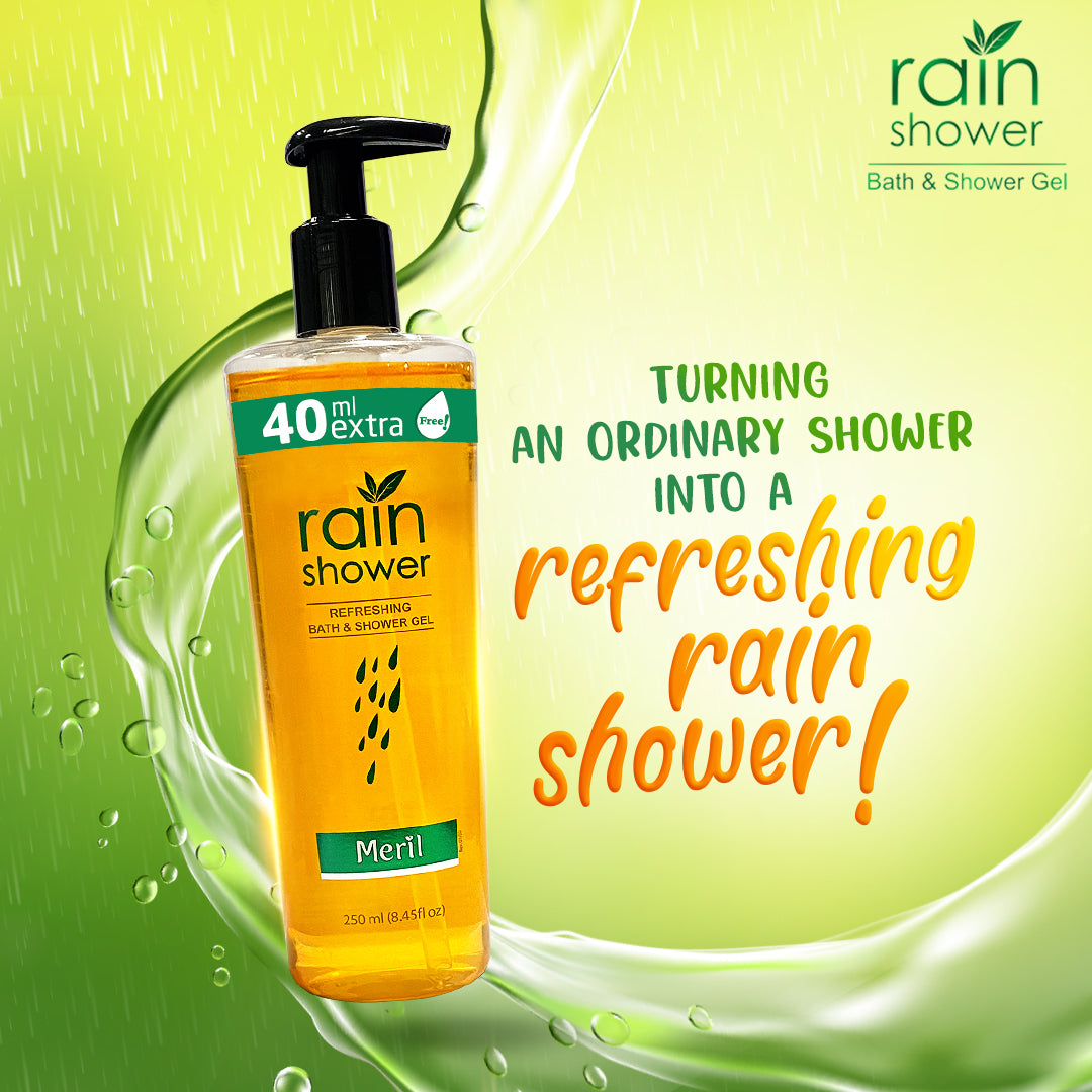 Meril Rain Shower Refreshing Bath & Shower Gel 250ml (40ml Extra Free)