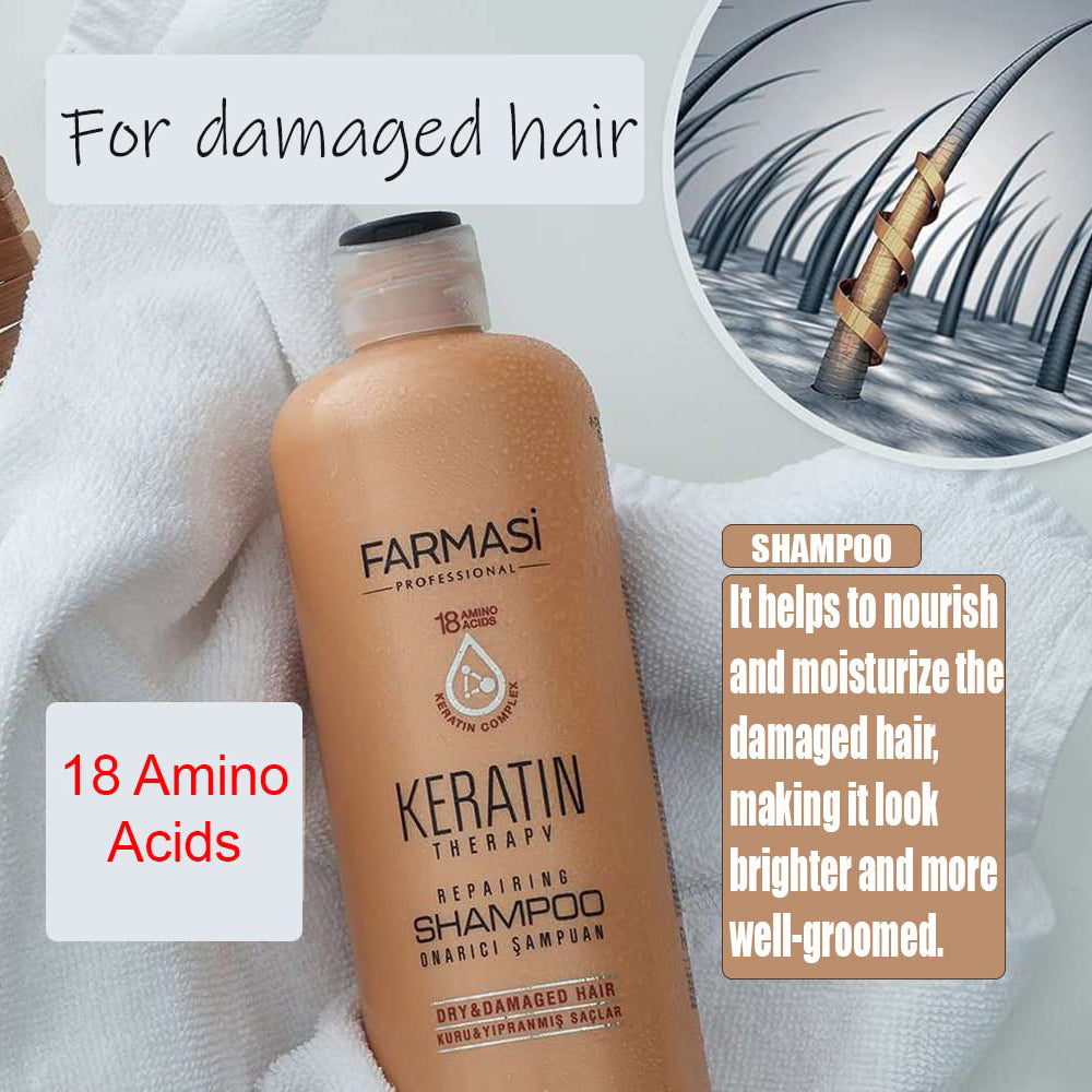 Farmasi Keratin Theraphy Repairing Shampoo for Dry and Damaged Hair (360ml)