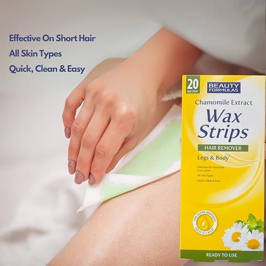 Beauty Formulas Chamomile Extract Wax Strips Hair Remover For Legs & Body – 20 Wax Strips