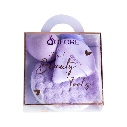 Qolore 4 in 1 Beauty Tools Set Purple - (4pcs)