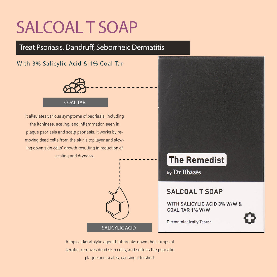 The Remedist by Dr Rhazes Salcoal T Soap (100gm)