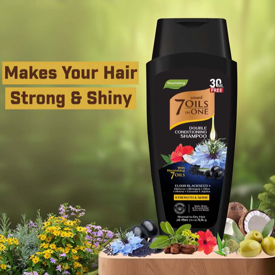 Emami 7 Oils in One Double Conditioning Shampoo Elixir Blackseed 170ml (30ml Free)