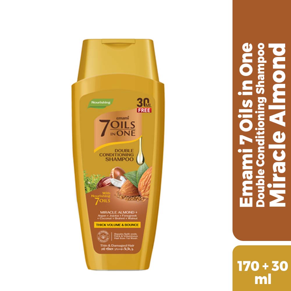 Emami 7 Oils in One Double Conditioning Shampoo Miracle Almond 170ml (30ml Free)