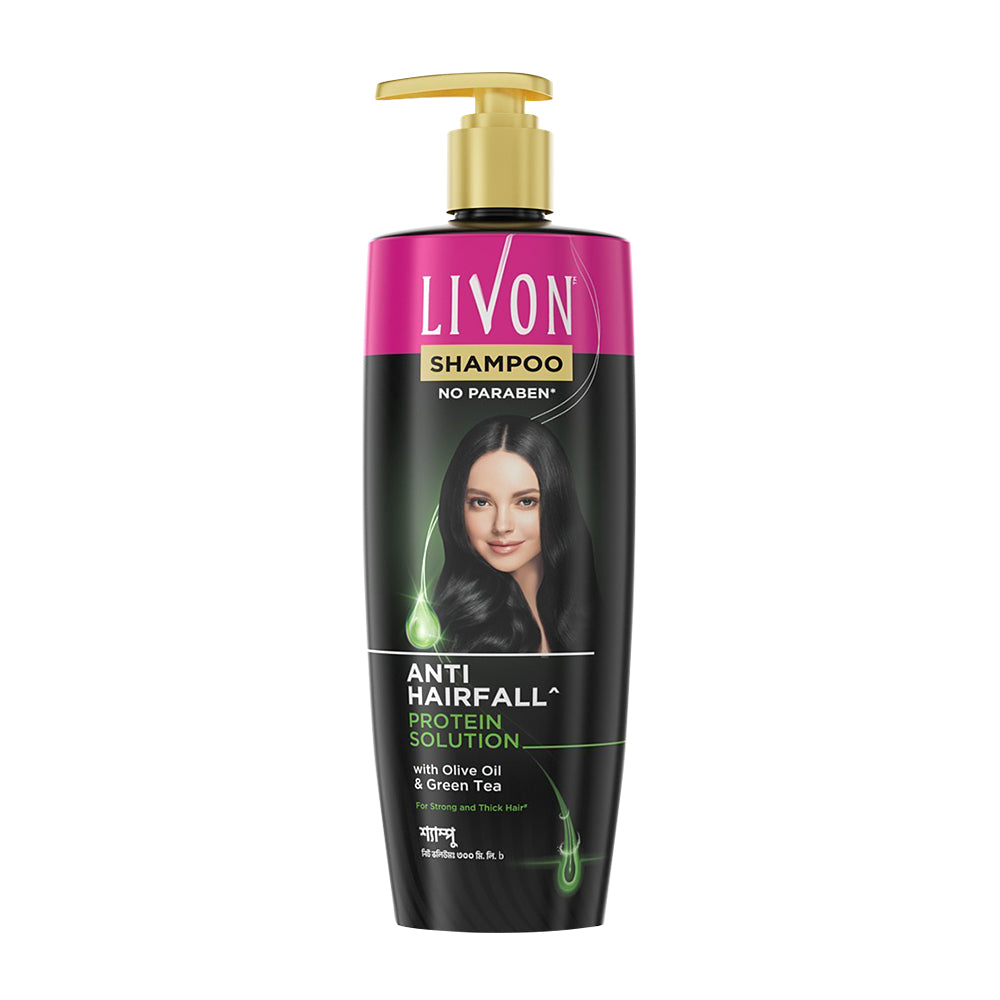 Livon Anti Hairfall Protein Shampoo with Olive Oil & Green Tea, Reduces Hairfall, For Scalp Nourishment, Soft & Smooth Hair (300ml)