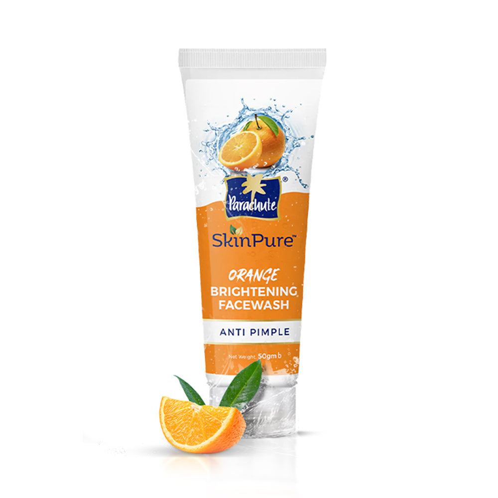 Parachute SkinPure Orange Brightening Facewash, Anti Pimple, For Bright, Glowing, Pimple Free Skin, All Skin Types, No Parabens, Sulphate (50gm)