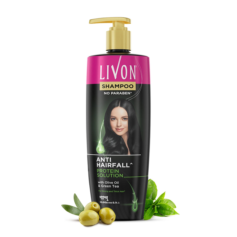 Livon Anti Hairfall Protein Shampoo with Olive Oil & Green Tea, Reduces Hairfall, For Scalp Nourishment, Soft & Smooth Hair (300ml)