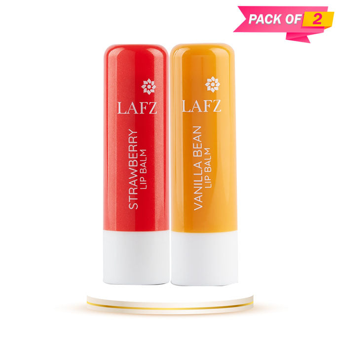 Lafz Moisturizing Lip Balm Vanilla Bean & Strawberry (4.5gm) - Pack of 02