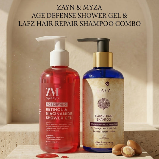 Zayn & Myza Age Defense Shower Gel & Lafz Hair Repair Shampoo Combo