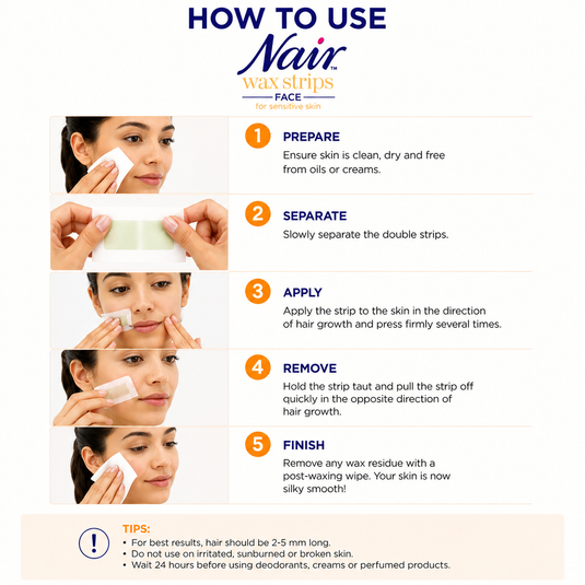 Nair Hair Removal Facial 16Wax Strips