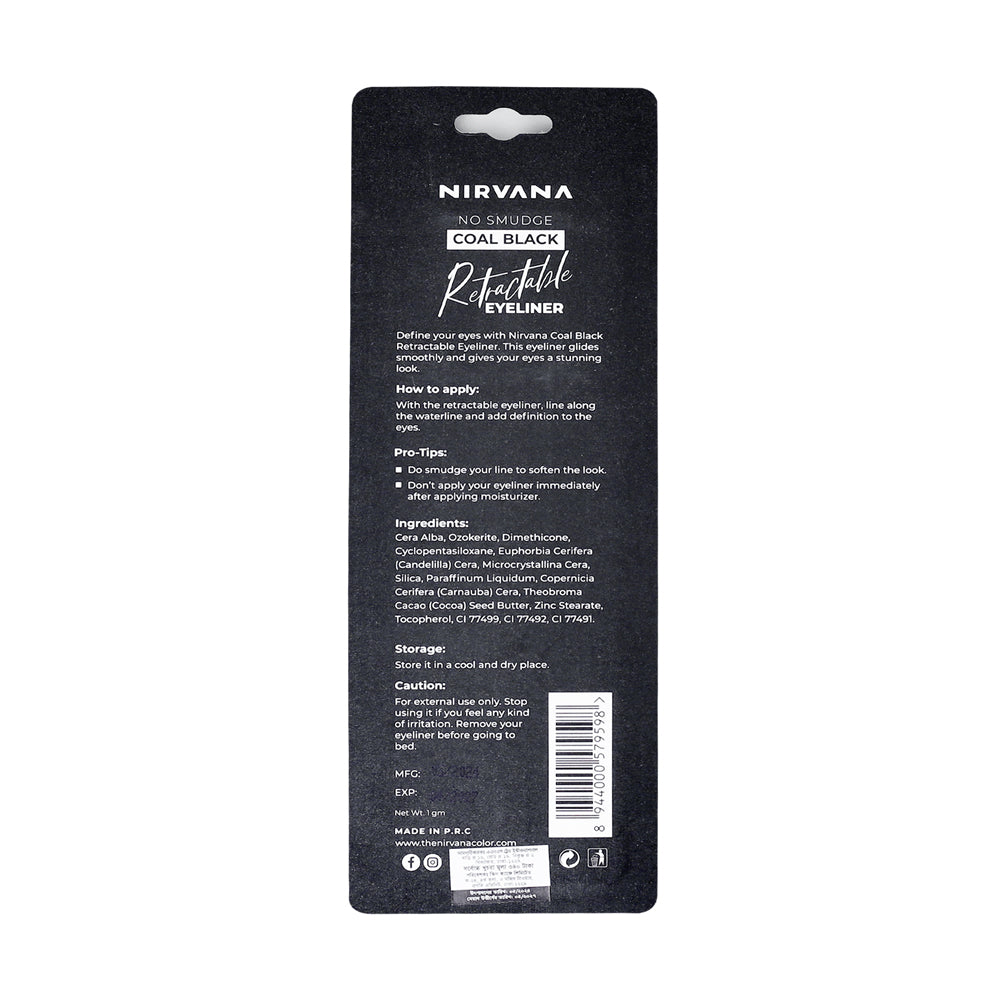 Nirvana Color No Smudge Retractable Eyeliner - Coal Black (1gm)
