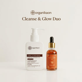 Organikaon Cleanse & Glow Duo (Organikaon Kumkumadi Oil 30ml + Camellia Panthenol Hydrating Cleansing Gel Facewash 100m)