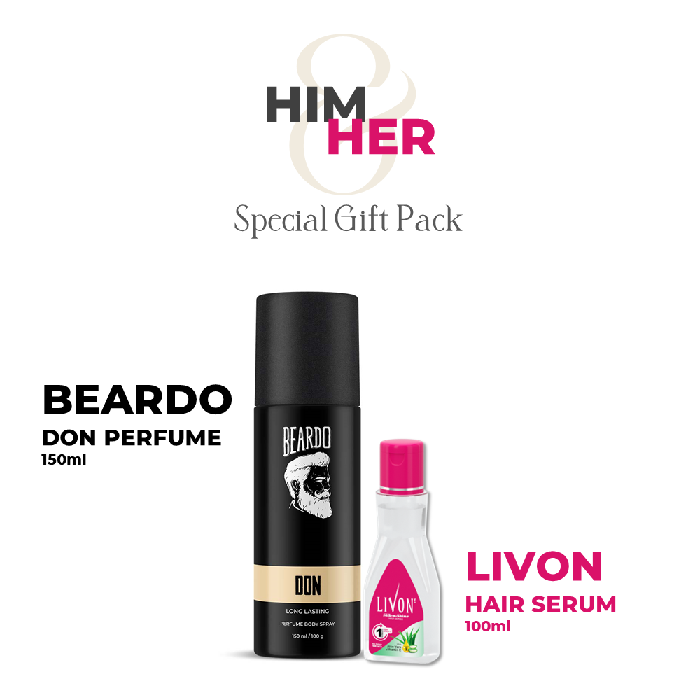 Beardo Special Gift Pack - Beardo Don Perfume Body Spray 150ml & Livon Hair Serum 100ml