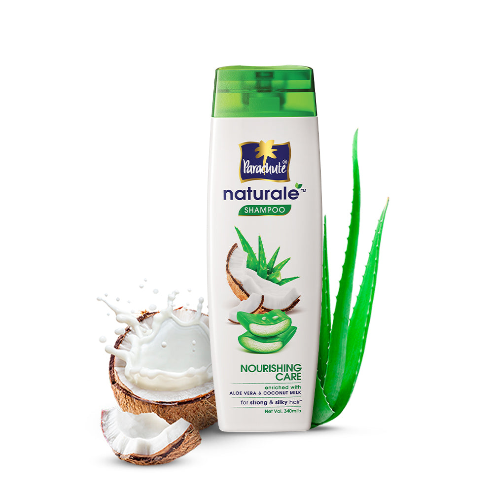 Parachute Naturale Nourishing Care Shampoo with Aloe Vera & Coconut Milk, For Strong & Silky Hair, Smoothens Hair, Paraben Free, 100% Vegan, All Hair Types, (170ml)