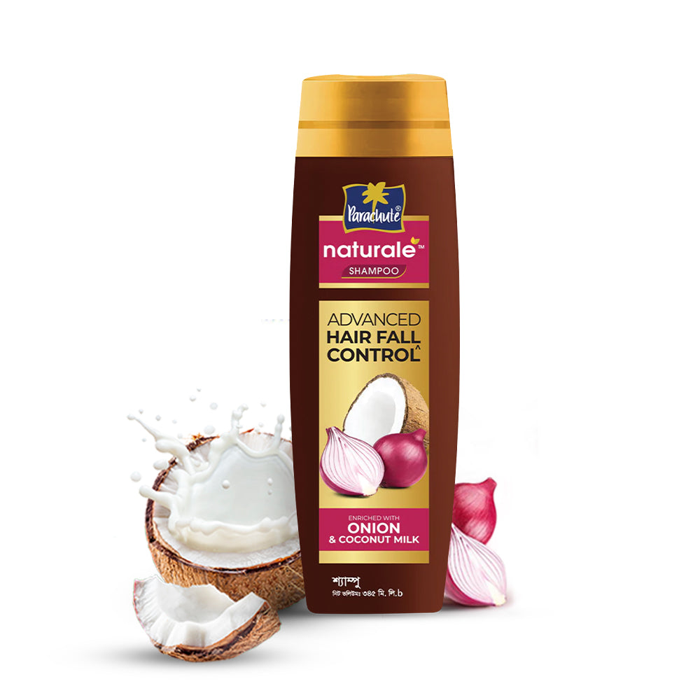 Parachute Naturale Advanced Hair Fall Control Shampoo with Onion & Coconut Milk, For Strong & Thick Hair, Reduces Hair Fall, Paraben Free, 100% Vegan, All Hair Types