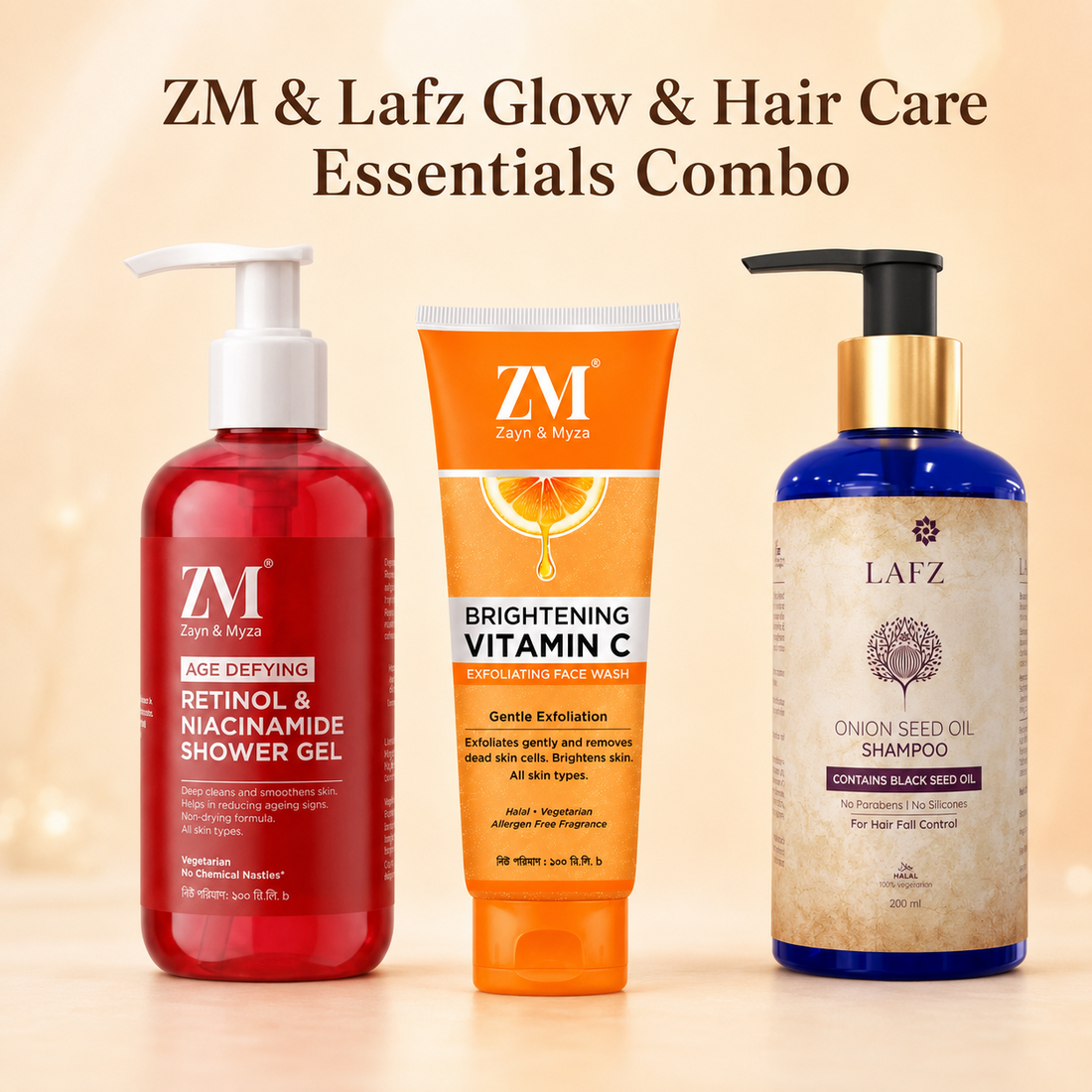 ZM & Lafz Glow & Hair Care Essentials Combo
