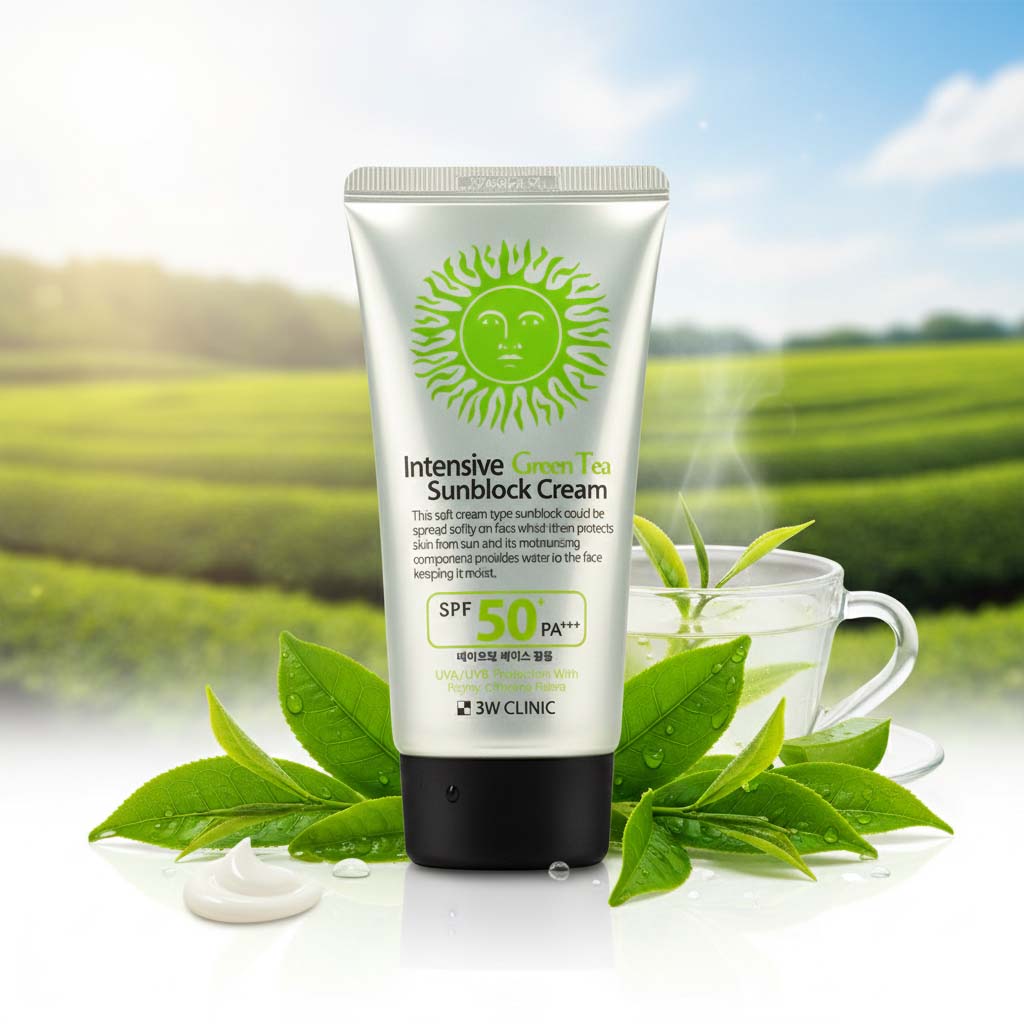 3W Clinic Intensive Green Tea Sunblock Cream SPF50+ 70ml