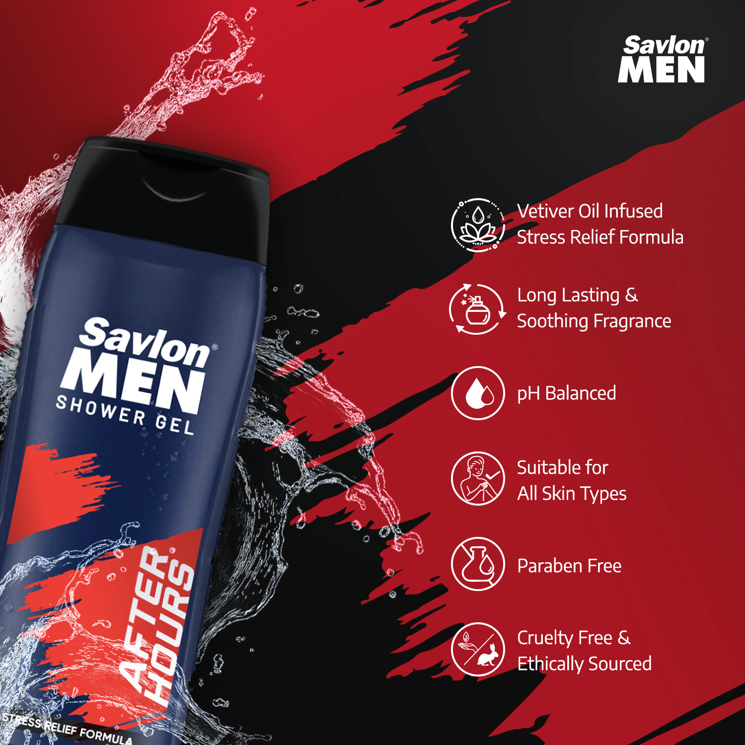 Savlon Men After Hours Showergel (Free Loofah) 250ml (Combo)