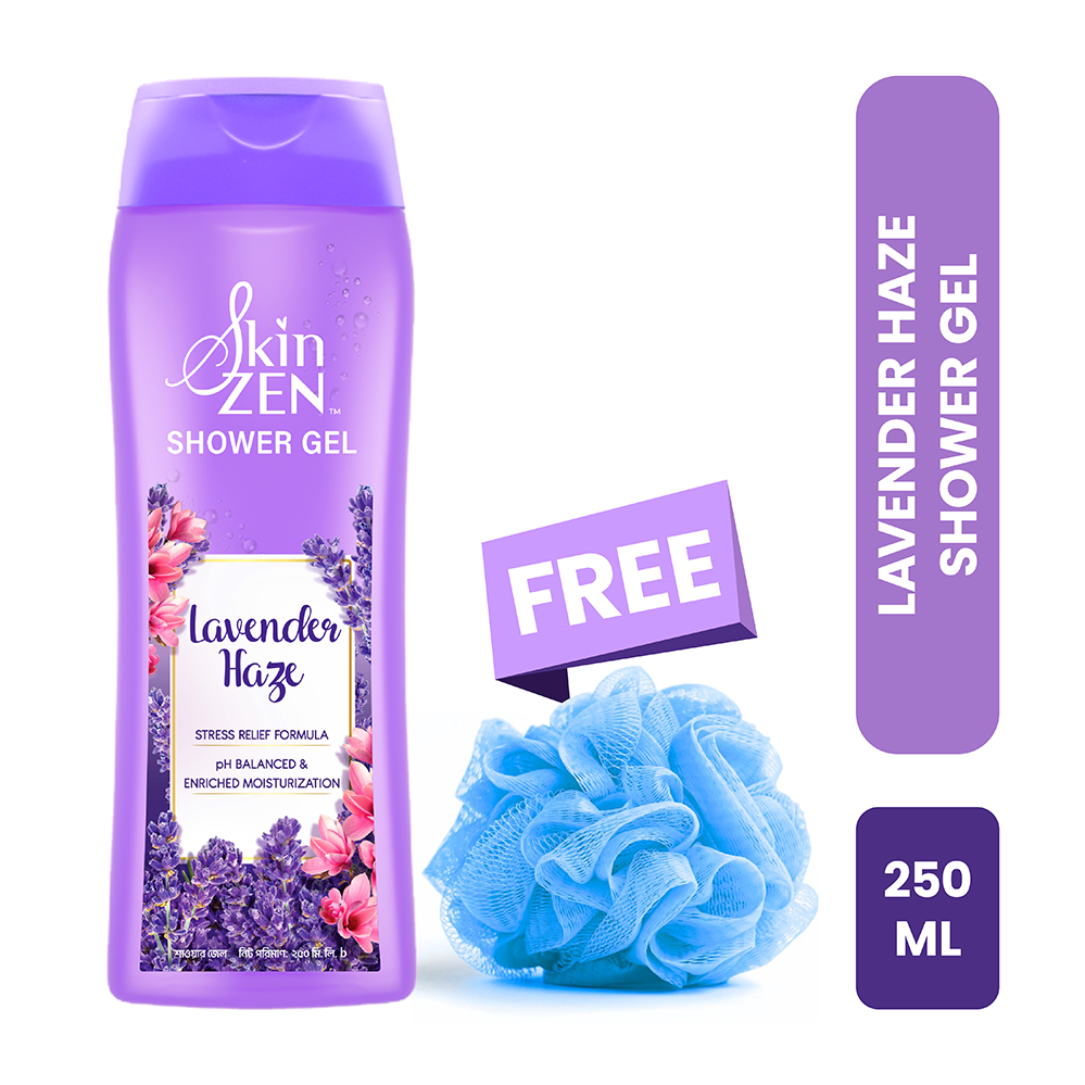 SKINZEN Lavender Haze Shower Gel 250ml (Free Loofah)