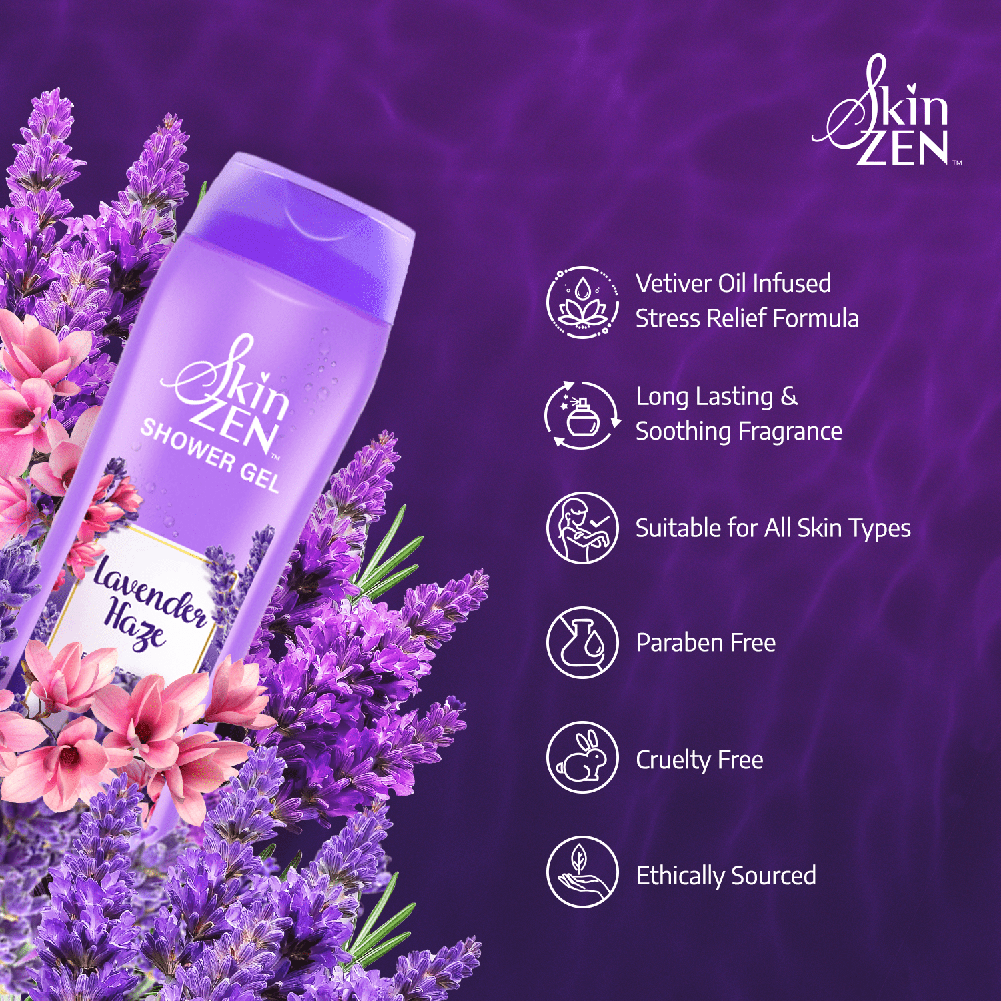 SKINZEN Lavender Haze Shower Gel (Free Loofah) 250ml (Combo)