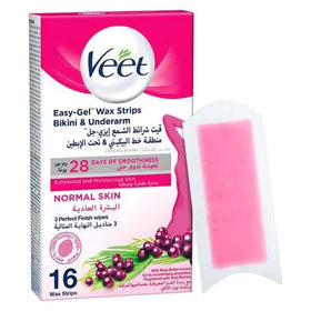 Veet Easy-Gel Wax Strips For Normal Skin Bikini and Underarm (16 Pcs)