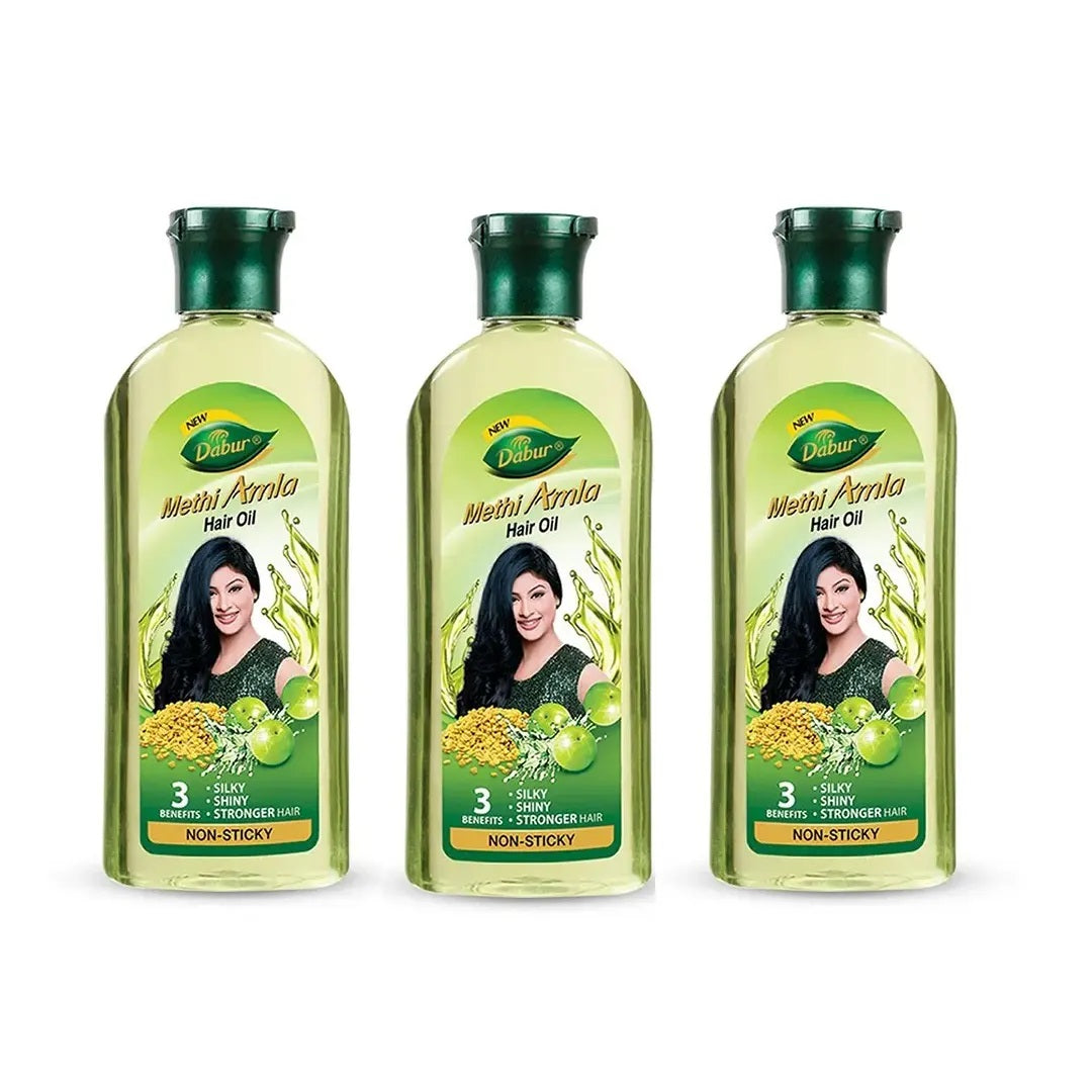 Dabur Methi Amla Non-Sticky Hair Oil - 100ml (Pack of 3)