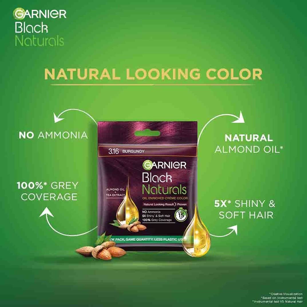 Garnier Black Naturals Shade - 3.16 Burgundy (20ml+20gm)