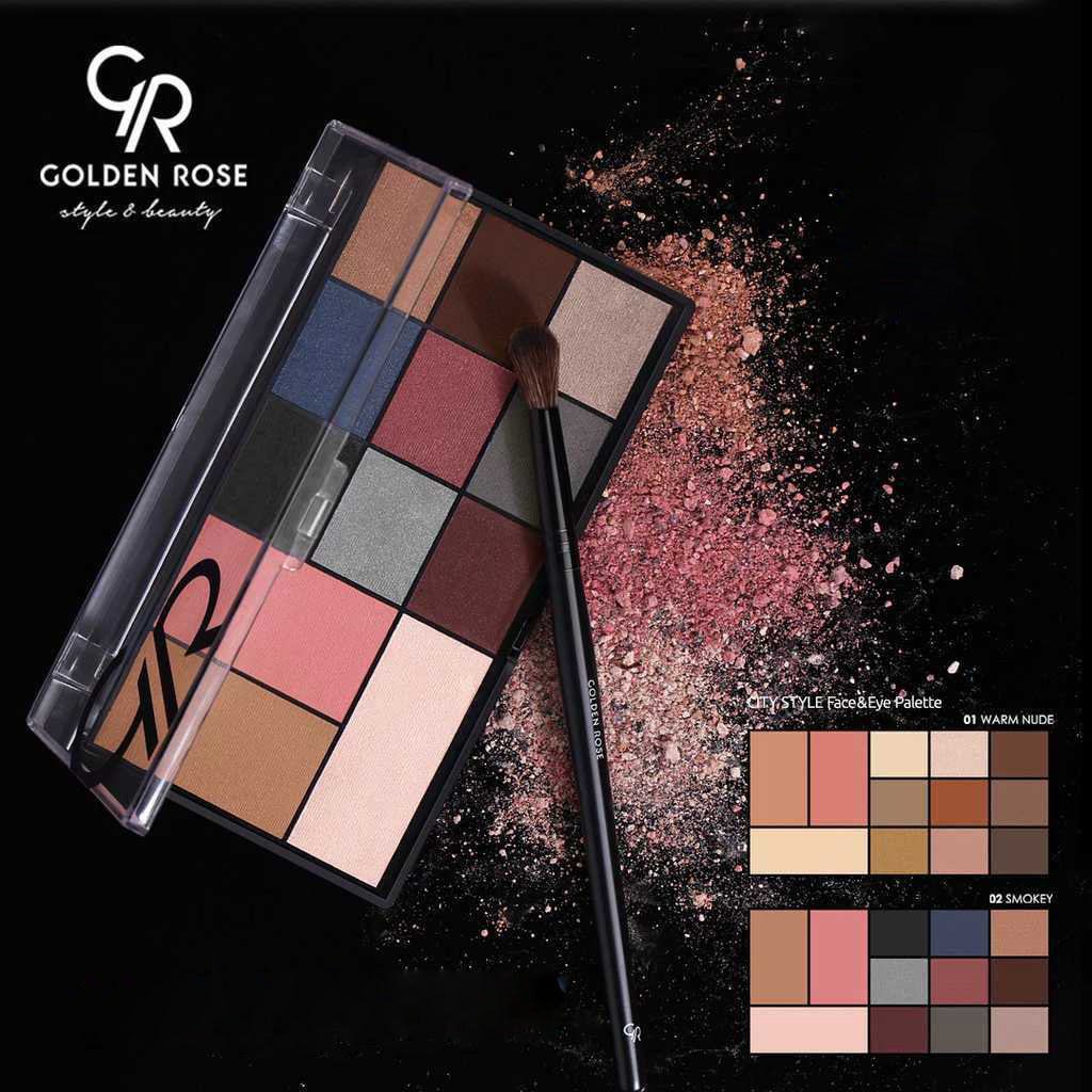 Golden Rose City Style Face and Eye Palette - 02 Smokey