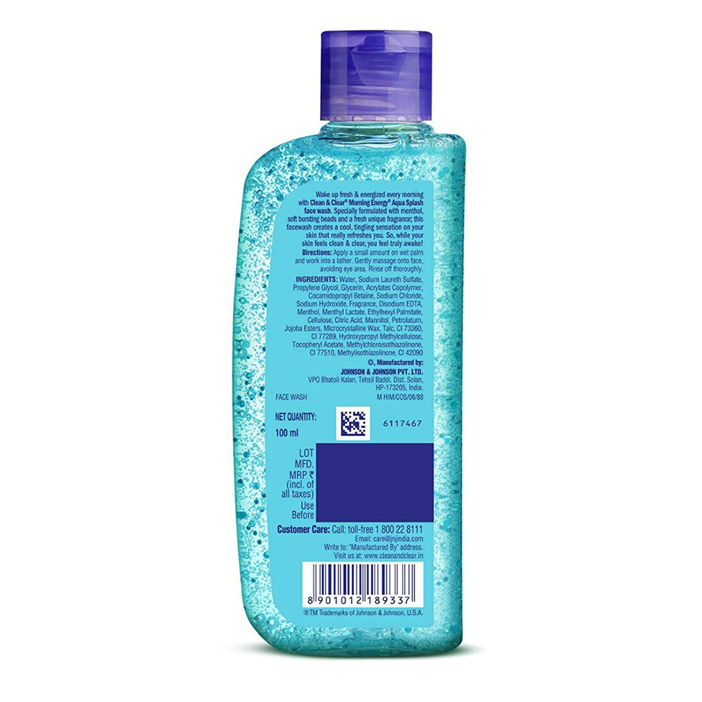 Clean & Clear Morning Energy Face Wash with Cooling Menthol (100ml) - Aqua Splash