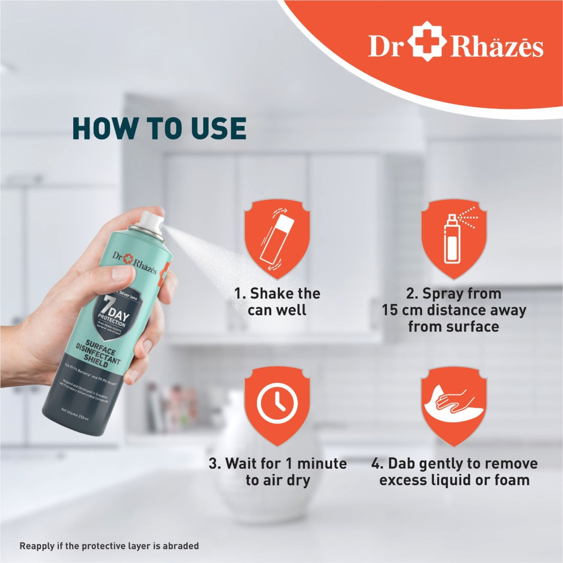 Dr Rhazes 7 Day Surface Disinfectant Shield