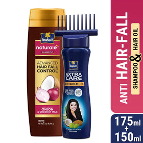 Anti Hair-Fall Bundle - Parachute Anti Hairfall Oil Extra Care 150ml (Root Applier) & Parachute Naturale Shampoo Advanced Hair Fall Control 175ml