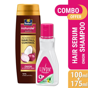 Hair Care Bundle - Livon Hair Serum 100ml & Parachute Naturale Onion Shampoo 175ml