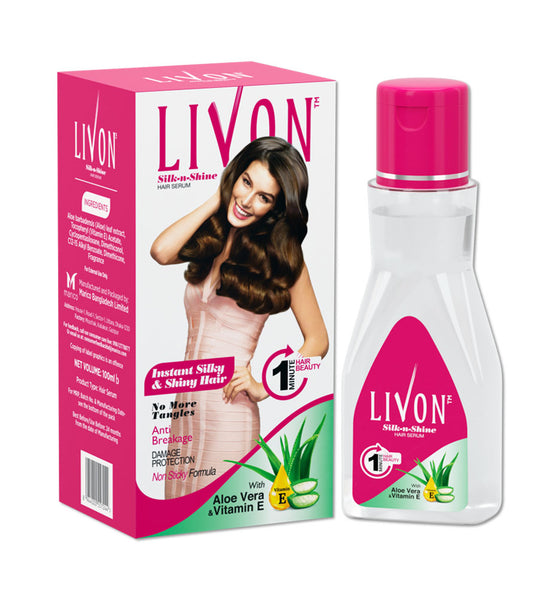 Livon Hair Serum with Argan Oil & Vitamin E for Women & Men, For Frizz Free, Smooth & Glossy Hair, Moisturizes & Detangles Hair, All Hair Types