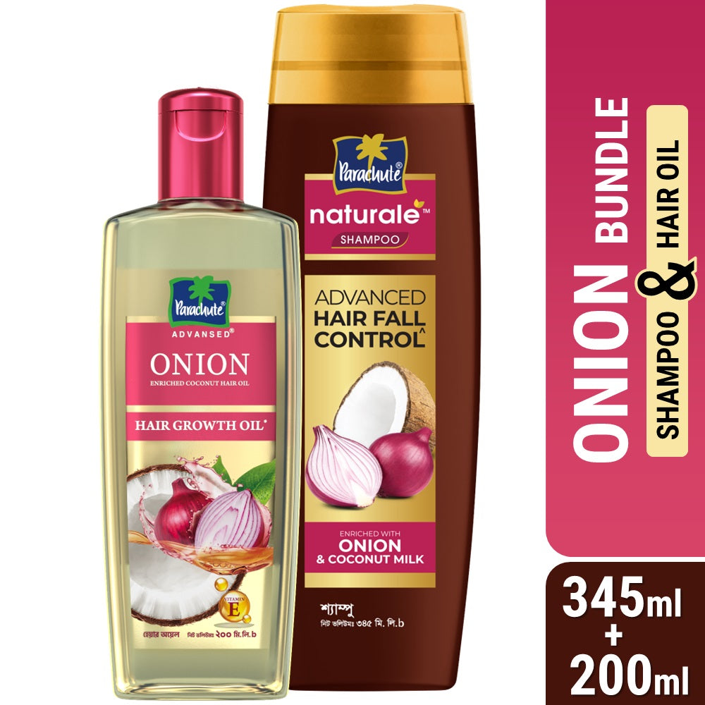 Onion Bundle - Parachute Advansed Onion Hair Growth Oil 200ml & Parachute Naturale Shampoo Onion Hair Fall Control 345ml