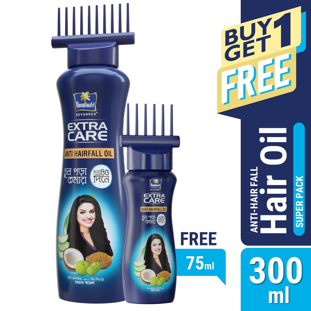 Parachute Hair Oil Anti Hairfall Oil Extra Care 300ml (Root Applier) (FREE 75ml Hair Oil Pack)