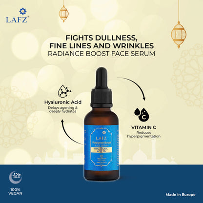Lafz Radiance Boost Face Serum - Hyaluronic Acid 2% (30ml)