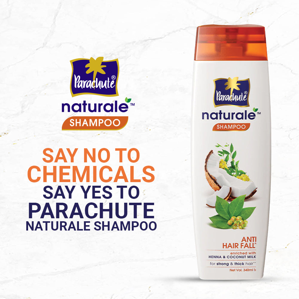 Parachute Naturale Shampoo Anti Hair Fall 340ml (FREE Goat Milk Facewash - GLOW - 50gm)