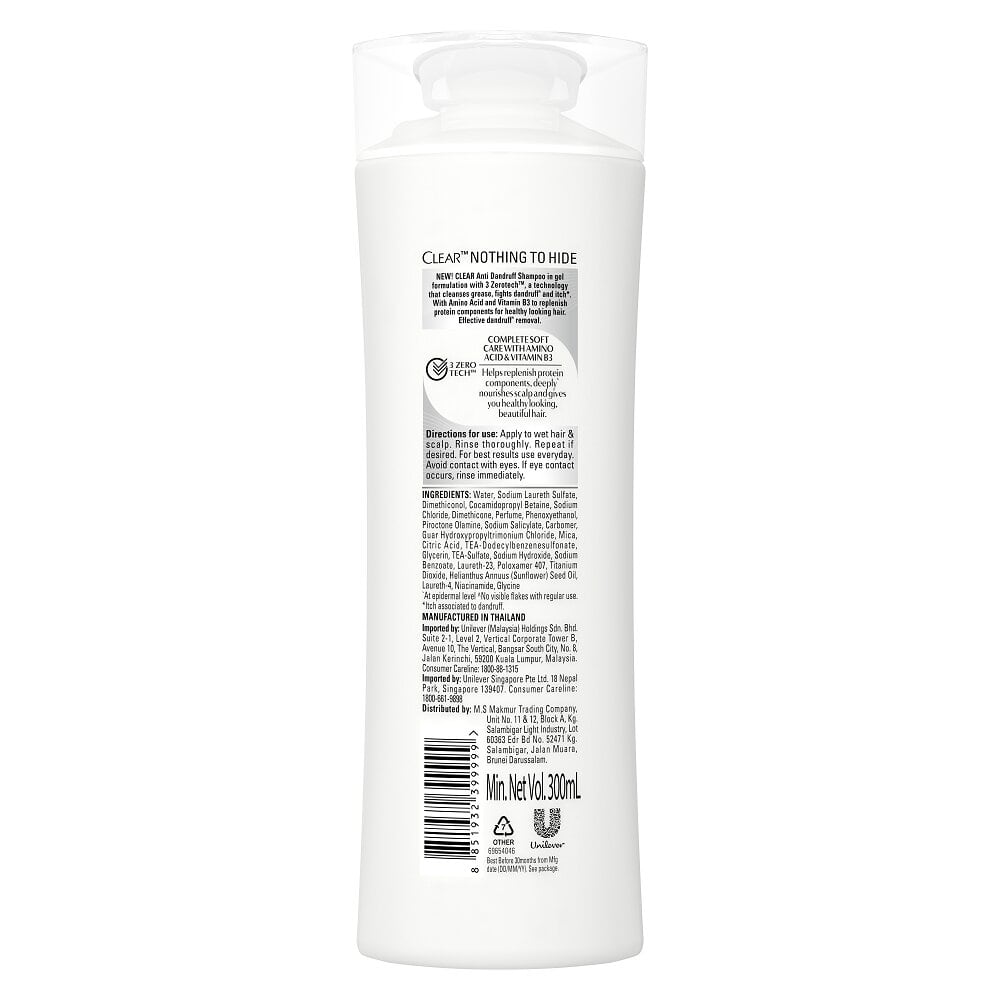 CLEAR Complete Soft Care Anti-Dandruff Shampoo - 370ml (3-Pack), Scalp Care, Unisex