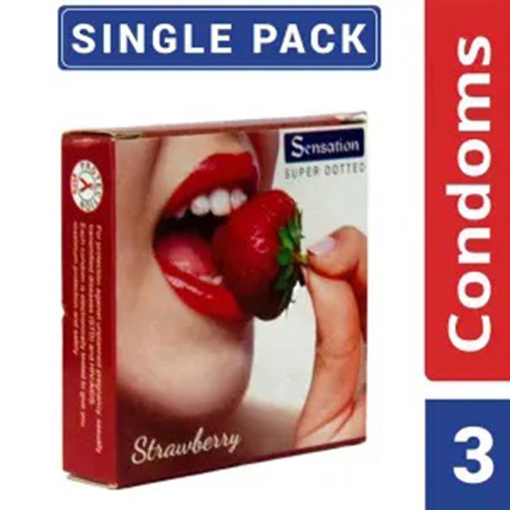 Sensation SD Strawberry Flavored Condom 3 piece