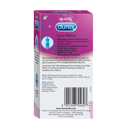 Durex Extra Ribbed Condoms 10pcs