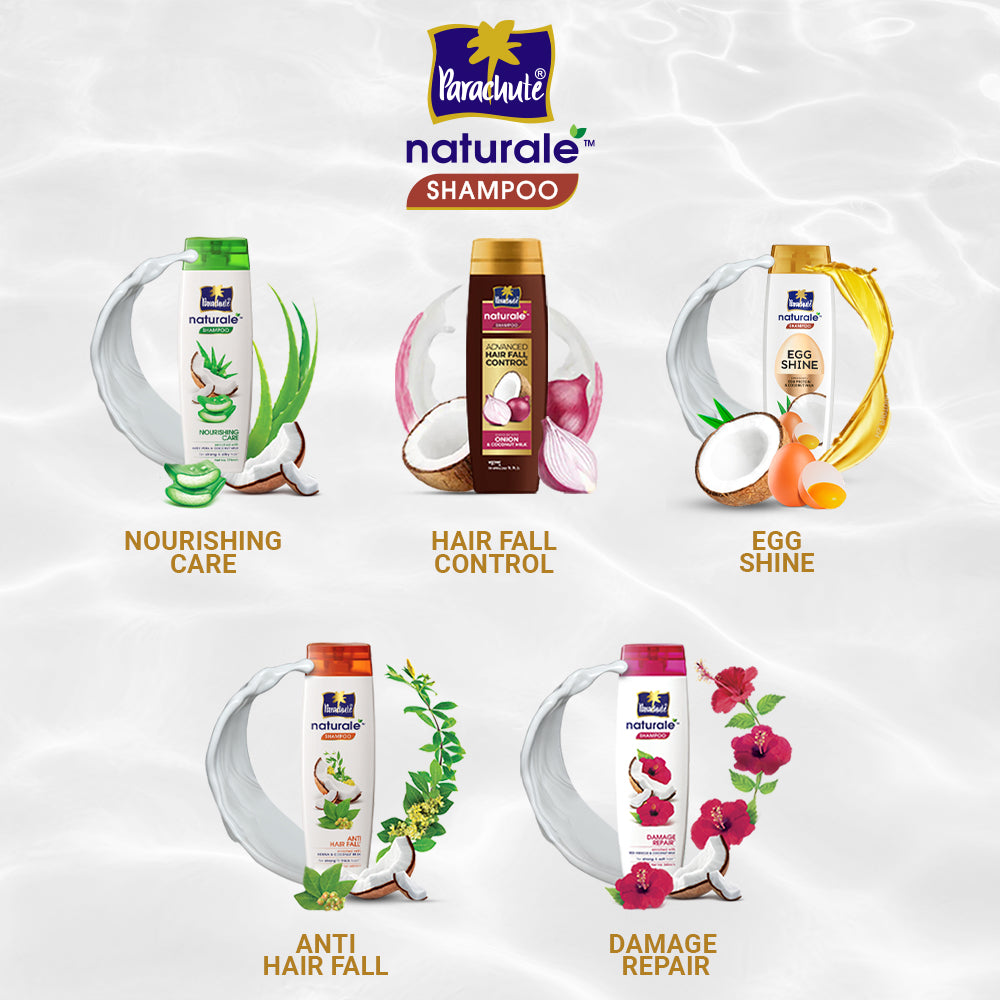 HAIR CARE BUNDLE - Parachute Naturale Shampoo Egg Shine 330ml &amp; Aloe Vera Enriched Coconut Hair Oil 250ml