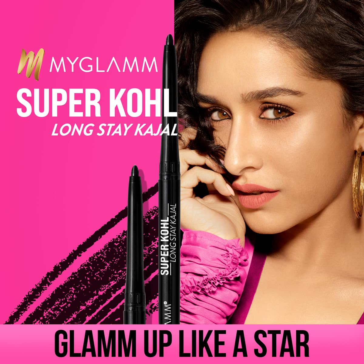 MyGlamm Super Kohl Long Stay Kajal Matte Finish - Black (0.3gm)