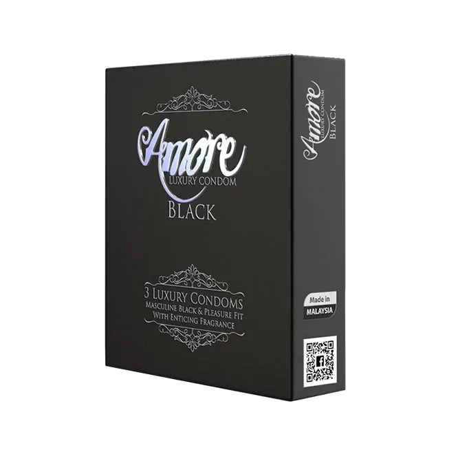 Amore Luxury Black Condom 3 piece