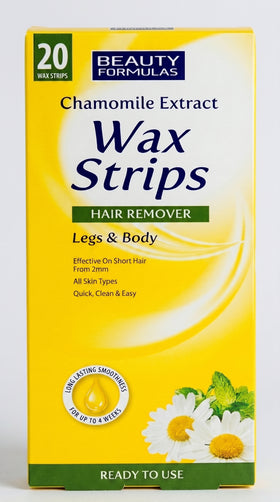 Beauty Formulas Chamomile Extract Wax Strips Hair Remover For Legs &amp; Body – 20 Wax Strips