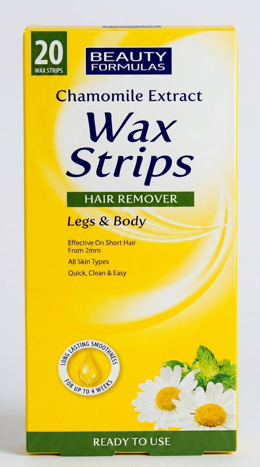 Beauty Formulas Chamomile Extract Wax Strips Hair Remover For Legs &amp; Body – 20 Wax Strips