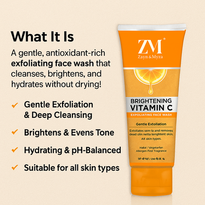 Zayn &amp; Myza Brightening Vitamin C Exfoliating Face Wash (100ml) - Pack of 02