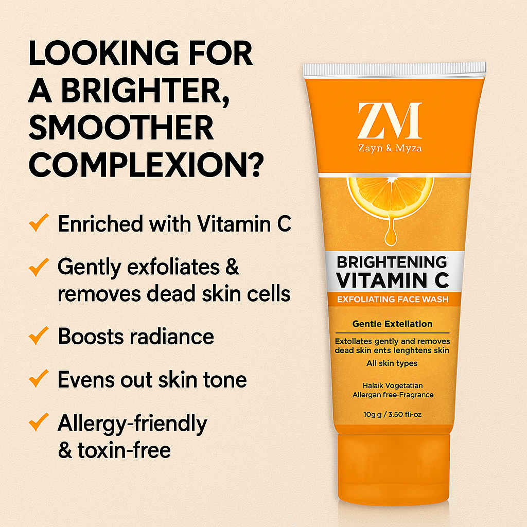 Zayn &amp; Myza Brightening Vitamin C Exfoliating Face Wash (100ml) - Pack of 02