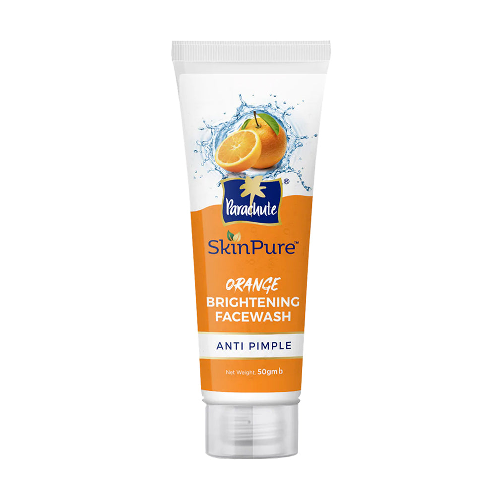 Parachute SkinPure Orange Brightening Facewash, Anti Pimple, For Bright, Glowing, Pimple Free Skin, All Skin Types, No Parabens, Sulphate (50gm)