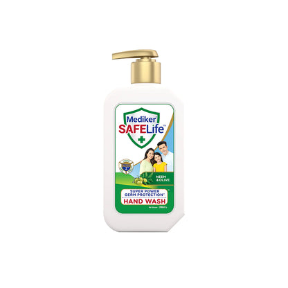 Mediker SafeLife Hand Wash Pump with Neem &amp; Olive Oil , Protection from Germs , Fights Bacteria, Virus, Fungi (200ml)